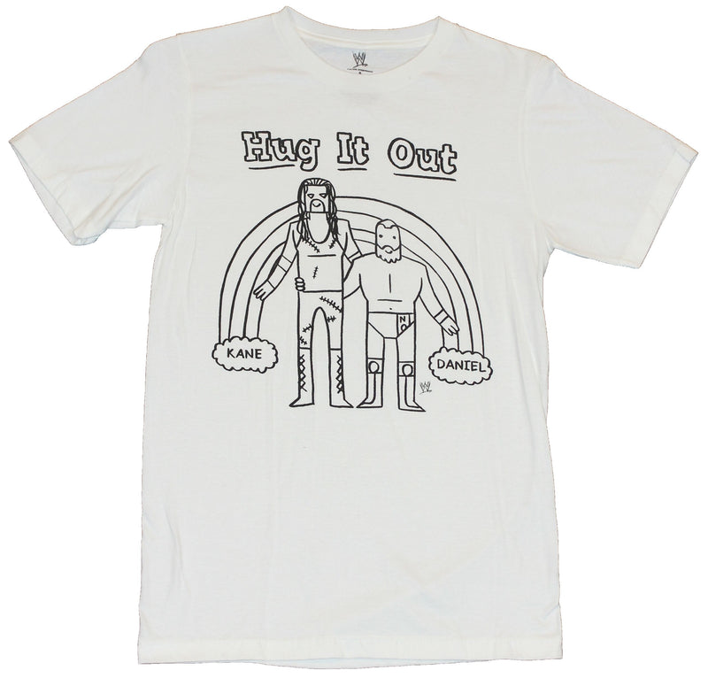 WWE Mens T-Shirt -  Kane and Daniel "Hug it Out" Rainbow Sketch - Inmyparentsbasement.com