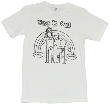 WWE Mens T-Shirt -  Kane and Daniel "Hug it Out" Rainbow Sketch