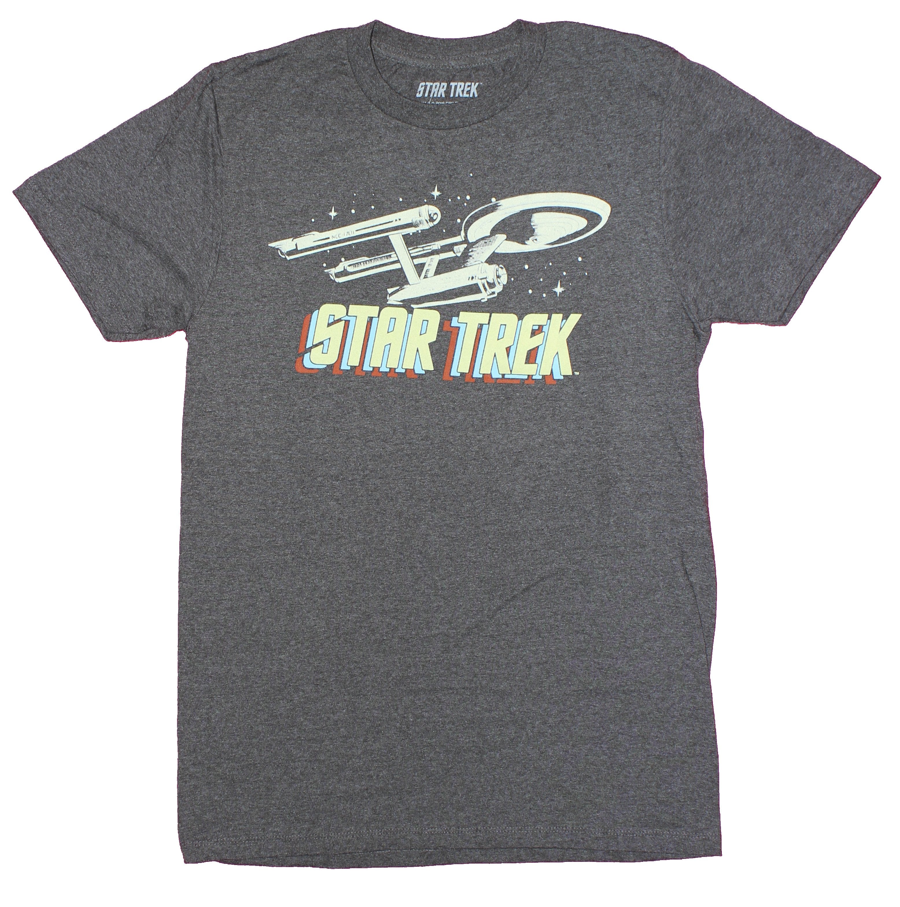 Star Trek Mens T-Shirt  - Classic Enterprise Over Title