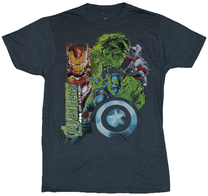 The Avengers (Marvel Comics) Mens T-Shirt - Age of Ultron Sketchy Chalky Heroes