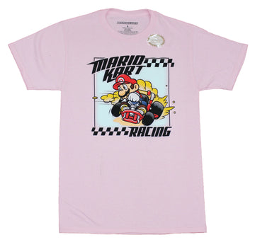 Mario Kart Mens T-Shirt - Racing Cartoon Mario Finish Line Image