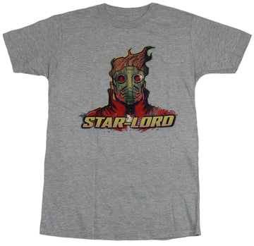 Guardians of the Galaxy Mens T-Shirt - Star Lord Colorful Image Over Name