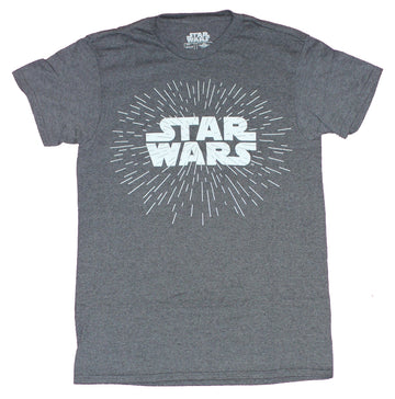 Star Wars  Mens T-Shirt - Classic Logo In A Warp Speed Star Field Image