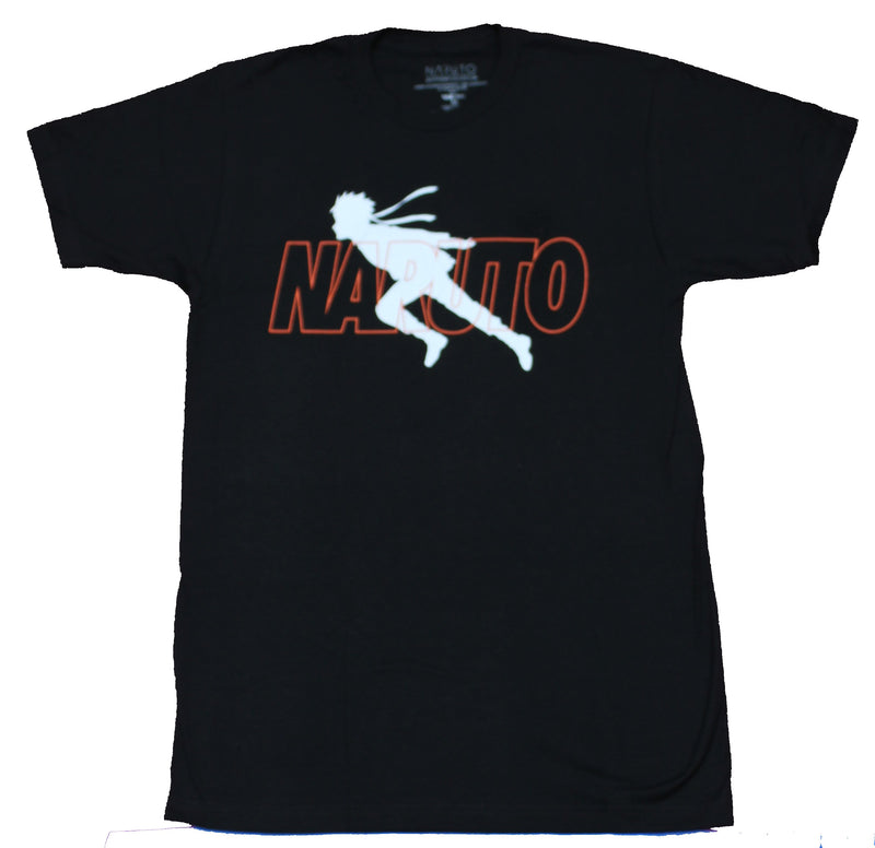Naruto Shippuden Mens T-Shirt - Running Silhouette Over Word Logo