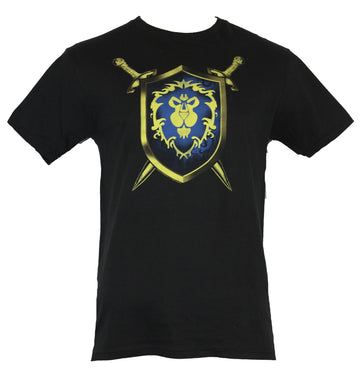 World of Warcraft Mens T-Shirt - Wow Alliance Lion Shield and Crossed Swords