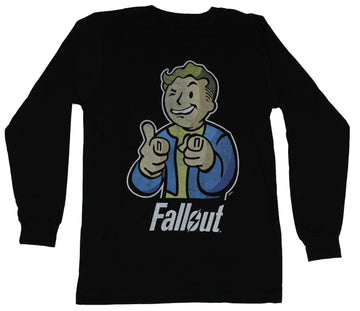 Fallout Mens Long Sleeve T-Shirt - Thumbs Up Pointing Pip Boy Image