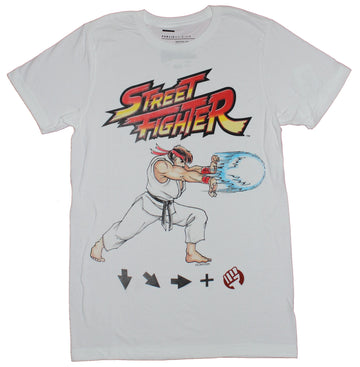 Street Fighter Mens T-Shirt - Ryu Hadouken Moves Image