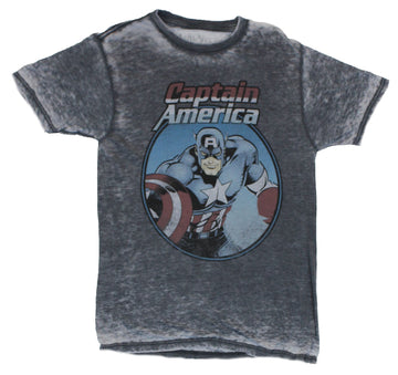 Captain America  Mens T-Shirt - Smiling Confident Cap in Circle Under Logo Image
