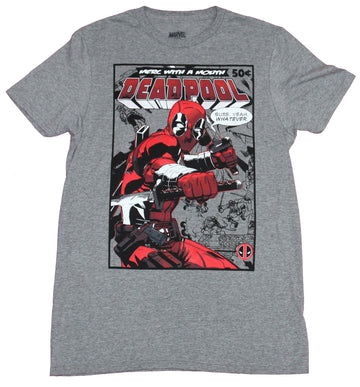 Deadpool Mens T-Shirt - Sure Yeah Whatever Battle Pose