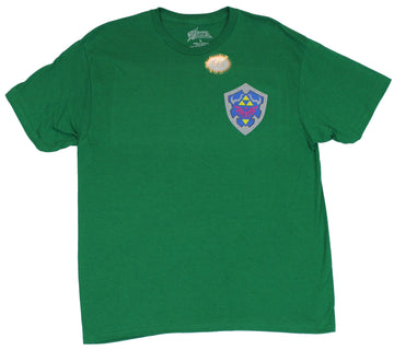 Legend of Zelda Mens T-Shirt - Small Lapel Hyrulian Tri-Force Logo Shield Image