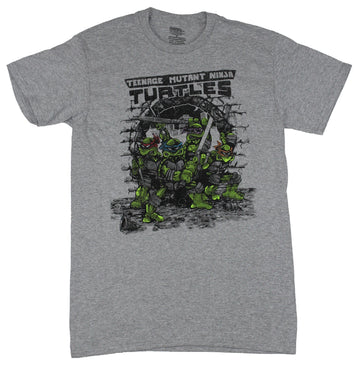 Teenage Mutant Ninja Turtles Mens T-Shirt - Distressed Eastman Style Sewer Pose