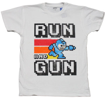 Mega Man Mens T-Shirt - 8 Bit Run and Gun Image