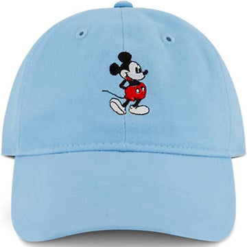 Disney Mickey Mouse Baseball Hat, Washed Twill Cotton Adjustable Dad Cap