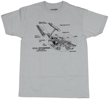 Star Trek Mens T-Shirt - U.S.S. Enterprise Cut Away Design Image