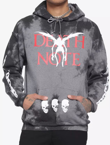 Official Crunchyroll Death Note Rules & Ryuk Dark Wash Tie Dye Hoodie
