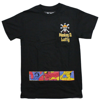 One Piece Mens T-Shirt - Lapel Monkey D. Luffy Skull Sitting On Back