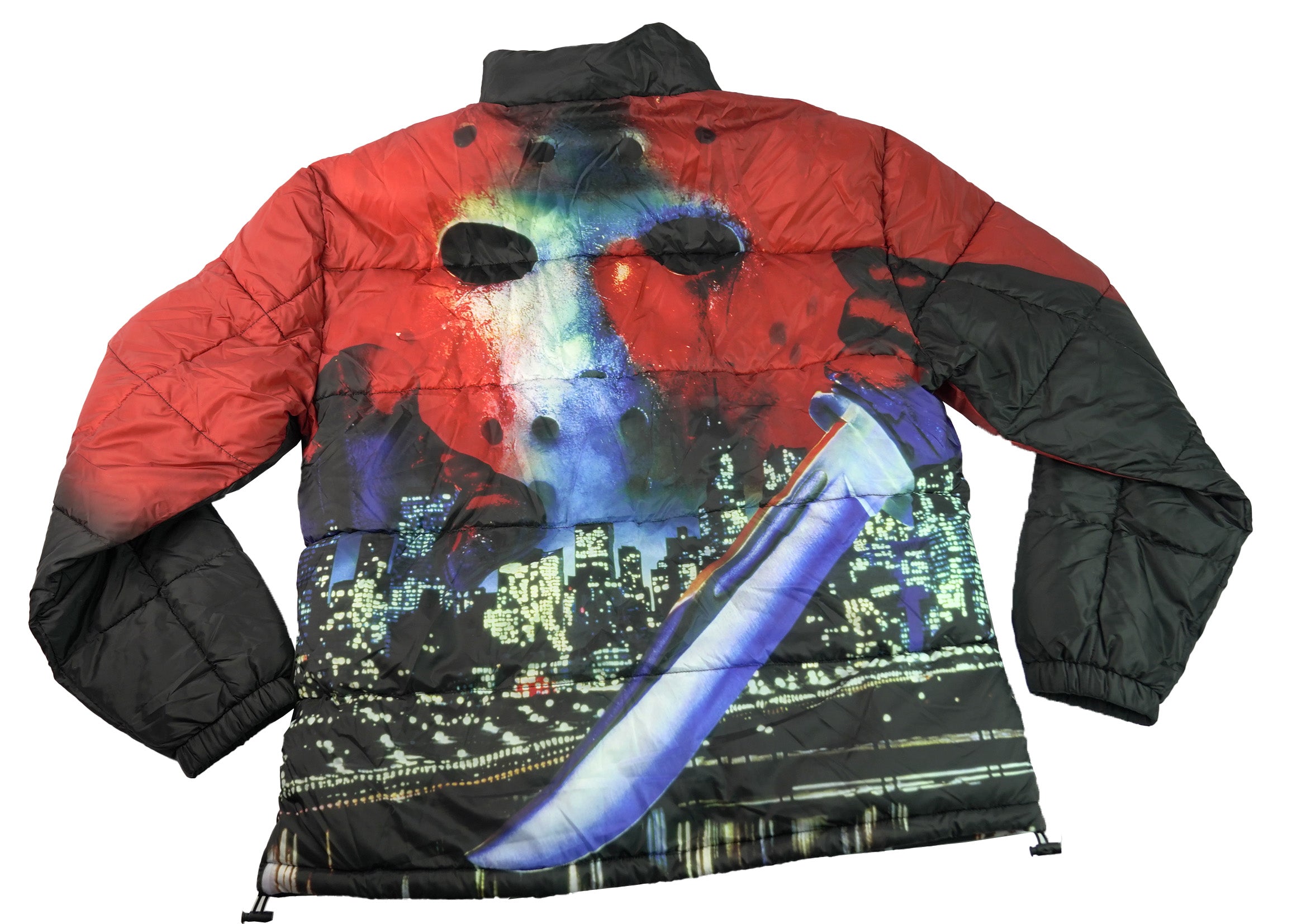 Friday the 13th Bloody JAson Mask Movie Poster Mens Zip Up Puffer Jacket
