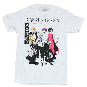 Bungo Stray Dogs Mens T-Shirt -Group Front & Back Under Kanji