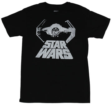 Star Wars Mens T-Shirt - White Print Tie Fighter Over Word Crawl Logo
