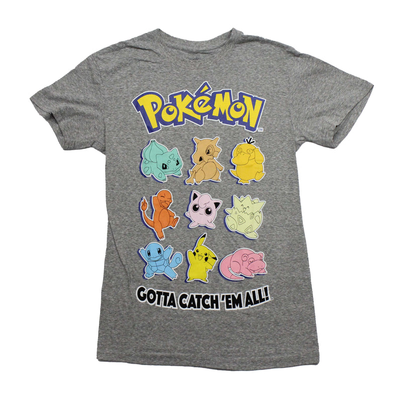 Pokemon Mens T-Shirt - Nine Characters over Gotta Catch'em All! - Inmyparentsbasement.com