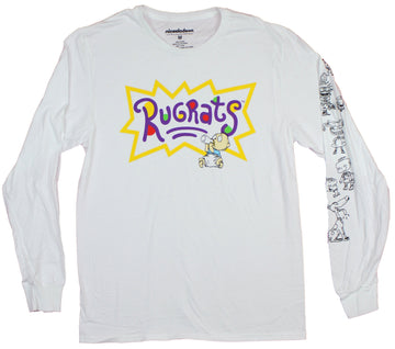 Rugrats Mens Long Sleeve T-Shirt  - Tommy Pickles Logo Babies on Sleeve