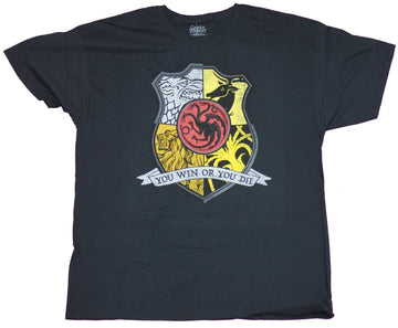 Game of Thrones Mens T-Shirt  - Win or Die Houses Combined Shield Image