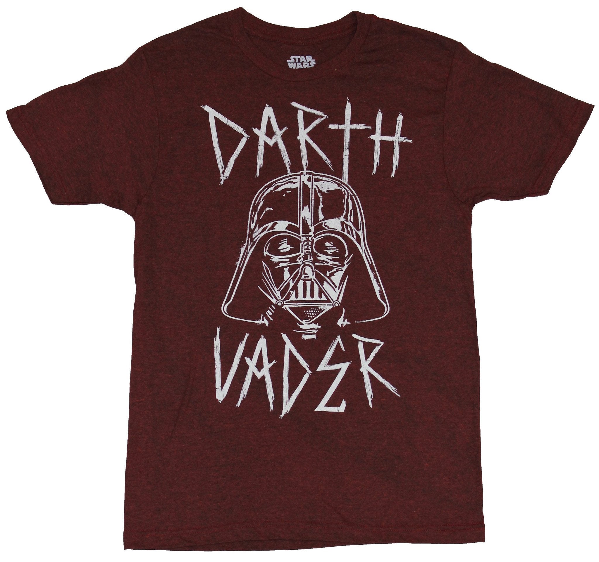 Star Wars  Mens T-Shirt - Darth Vader Mask Sketch In Between Metal Style Letters