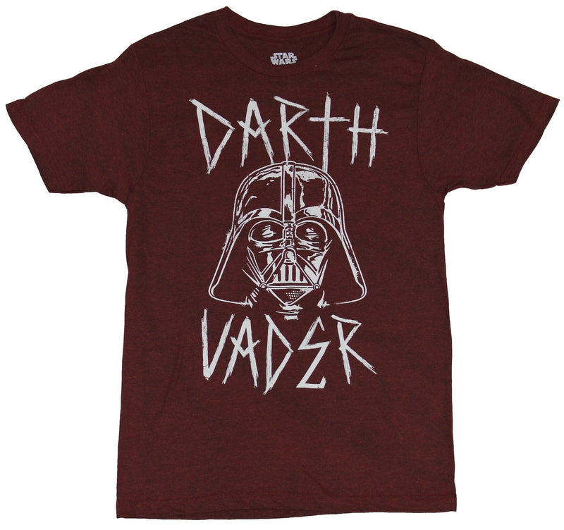 Star Wars  Mens T-Shirt - Darth Vader Mask Sketch In Between Metal Style Letters - Inmyparentsbasement.com