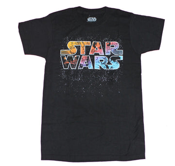 Star Wars  Mens T-Shirt - Classic Logo Image Filled on A Star Field Image