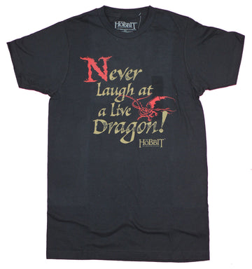 The Hobbit Mens T-Shirt  - Never Laugh at a Dragon Word