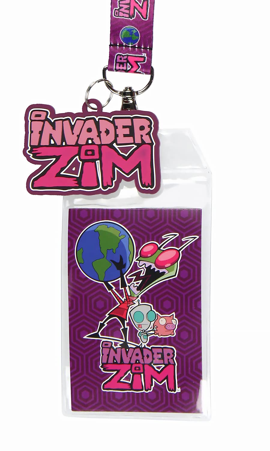 Invader Zim and Gir ID Badge Holder Lanyard w/ 2" Logo Rubber Pendant