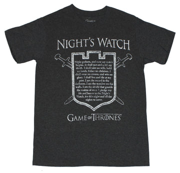 Game of Thrones Mens T-Shirt  - The Night's Watch Oath in Shield Image