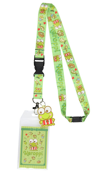 Sanrio Keroppi ID Badge Holder Lanyard w/ 2" Character Rubber Pendant