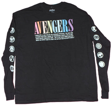 The Avengers Mens Long Sleeve T-Shirt- Colorful Avengers Over Team Quote