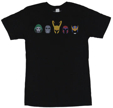 Marvel Comics Mens T-Shirt - Masks and Helmets Of Marvel Bad Guys Image