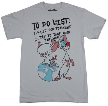 Pinky and the Brain Mens T-shirt - To Do List Take Over the World
