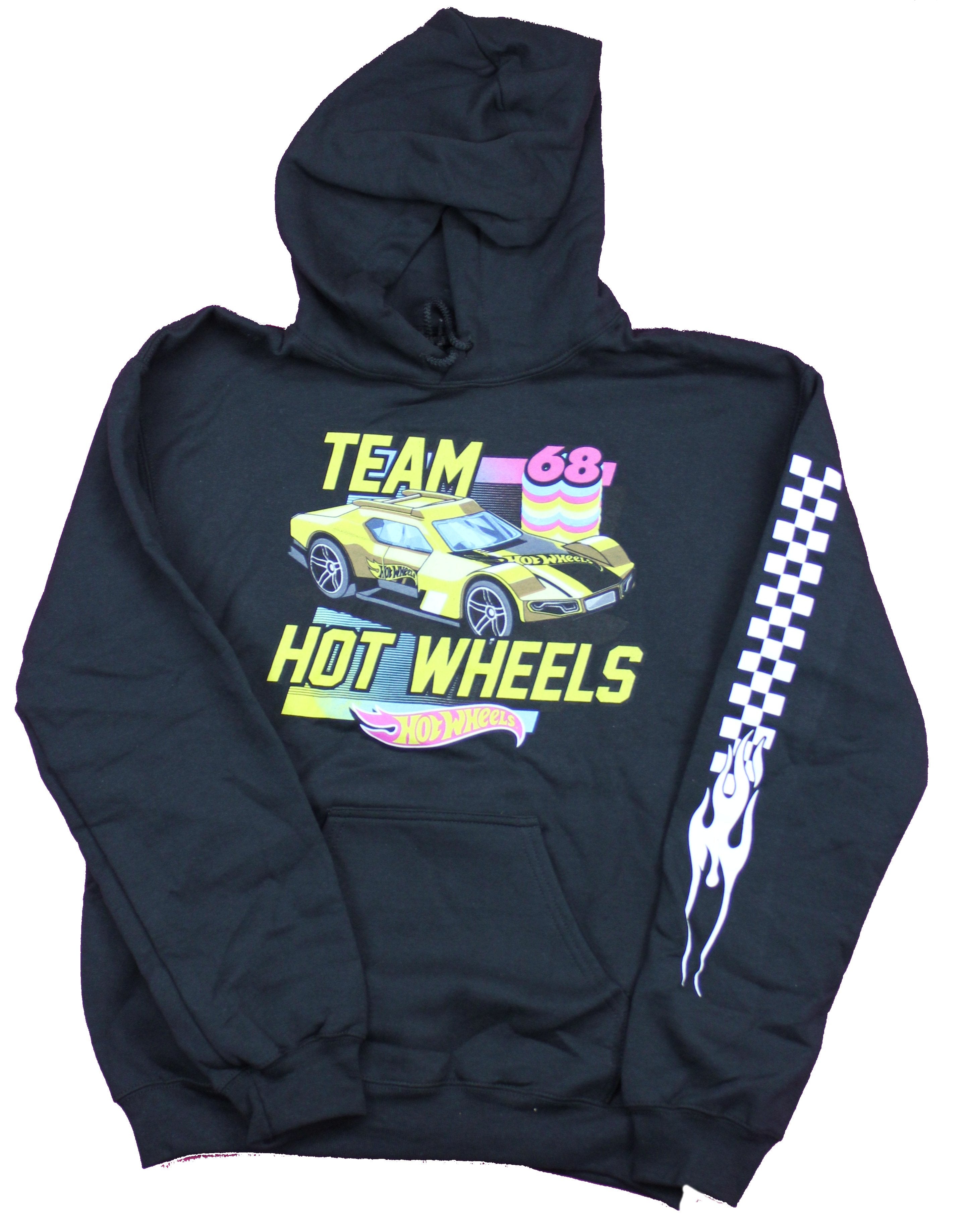 Hot Wheels Pullover Hoodie - Team 68 Race Car Checkered Sleeve Image