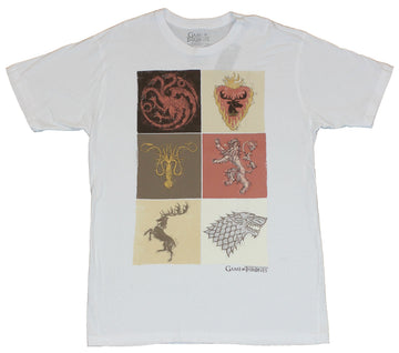 Game of Thrones Mens T-Shirt - Colorful Six Square Houses Crest Image