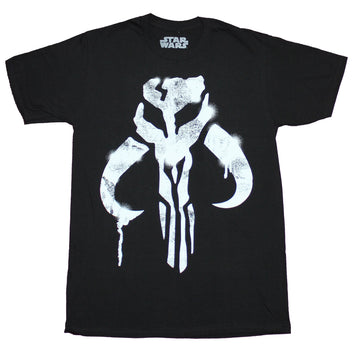 The Mandalorian Star Wars Mens T-shirt - Stencil Sprayed Mythosaur Logo Image