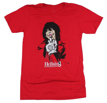 Hellsing Mens T-Shirt - Alucard Licking Glove Tip Image