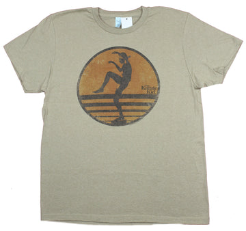 Karate Kid Mens T-Shirt - Distressed Crane Kick Pose in Circle Graphic