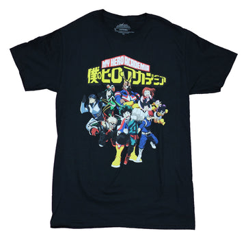My Hero Academia Mens  T-Shirt - Giant Character Group Under Kanji Logo