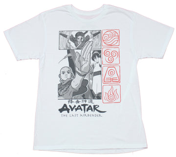 Avatar the Last Airbender Mens T-Shirt - Grayscale Avatar & Red Tribe Symbols