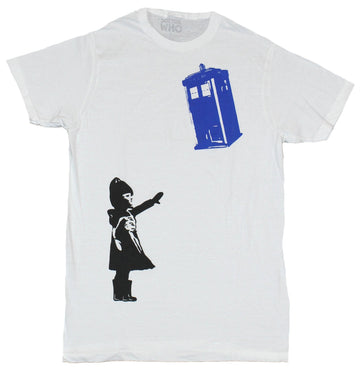 Doctor Who Mens T-Shirt - Floating Public Call Box Graffiti Style