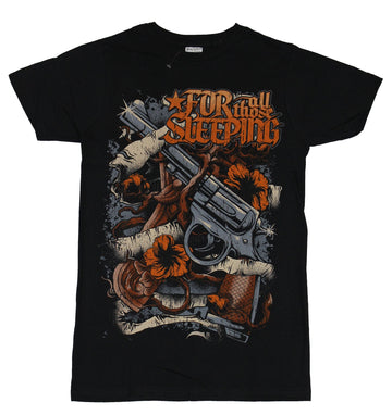 For all Those Sleeping Mens T-Shirt - Pistols Wrapped In Orange Flowers