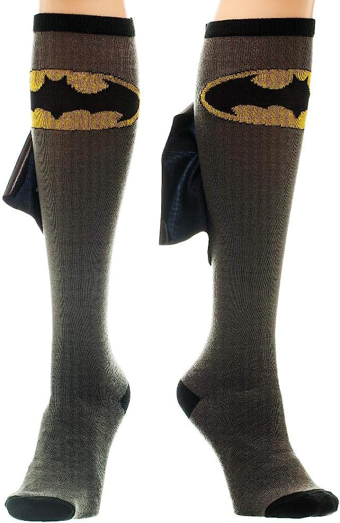 Dynamic Duo Superman & Batman Knee High Caped Socks 2 Pack