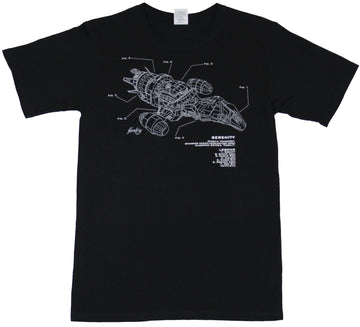 Serenity Firefly Mens T-Shirt - Schematics of the Ship Image