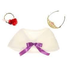 Vi and Va Party Dress up Accessory Set Fluffy Costume Faux Fur Shawl, Gold Tiara and Bracklet