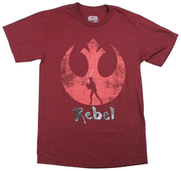 Star Wars Mens T-Shirt - Rebel Logo With Luke Skywalker Silhouette