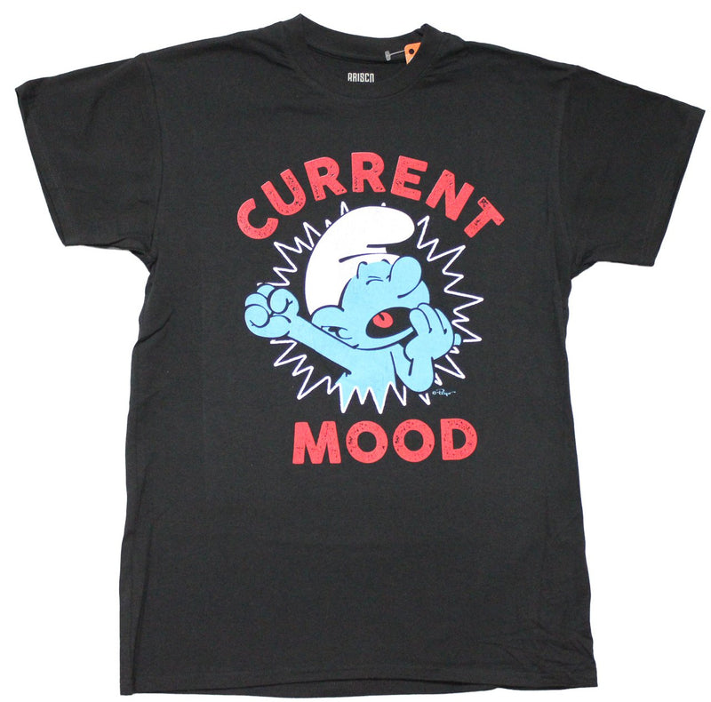 Smurfs Mens T-Shirt - "Current Mood" Yawning Lazy Image